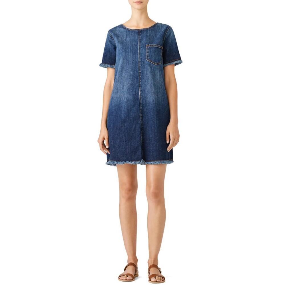 Current/Elliott The Frayed Edge Denim Shift Dress